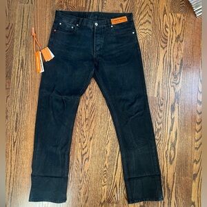HERON PRESTON STRAIGHT LEG BLACK DENIM JEANS IN SIZE 33 GOOD CONDITION